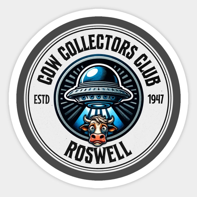 Cow Collectors Club: Roswell 1947 | Funny UFO Sticker by Critter Chaos